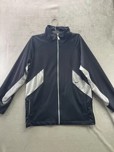 Vtg Nike Swoosh Track Jacket Youth Size XL 18-20 Full Zip Lined Coat Black Y2K - Picture 1 of 10
