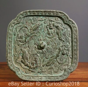 7.6" Old Chinese Dynasty Bronze Ware Dunhuang Flying Apsaras Copper Mirror - Picture 1 of 9