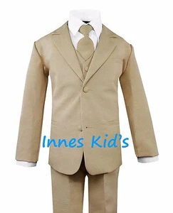 Formal Kids Toddler Boys Suit 5 pieces Set with Vest and Tie Choice of Colors  - Picture 1 of 25