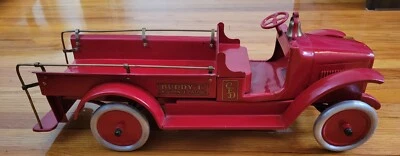 VINTAGE 1920s BUDDY L INSURANCE PATROL C.F.D. FIRE TRUCK PRESSED STEEL TOY - Image 1 of 4