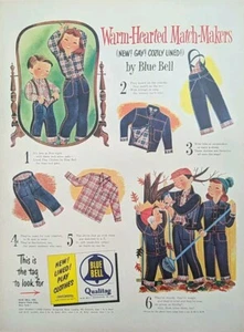 1952 Vintage Blue Bell Clothing Print Ad, Post WW2 Advertisement  - Picture 1 of 1