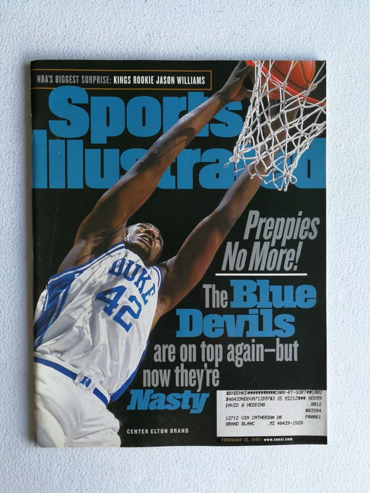 Revista Sports Illustrated 22 de febrero de 1999 marca Elton Duke Blue Devils - JH Foto 1 de 2