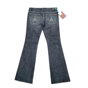 7FAM Size 31 Distressed A-Pocket Swarovski Jeweled Low Rise Flare Jeans U130133 - Picture 1 of 12