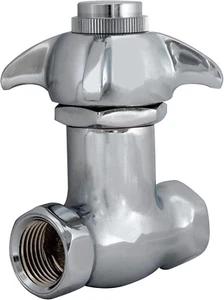 1/2 Inch IPS Self-Closing Stop Valve, Brass Plumbing Fitting, Chrome, 10187LF - Picture 1 of 12