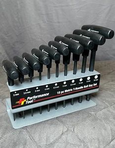 10pcs Performance Tool Metric T-Handle Ball End Hex Key Set With Metal Organizer - Picture 1 of 8