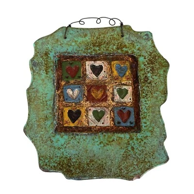 Paper And Stone Sculpture By Jeanne Dana Wall Art Signed 2015 Hearts Signed - Image 1 of 4