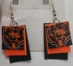 Chicago Bears NFL Football Ohrringe Klebeband Ente leicht Handarbeit - Bild 1 von 3