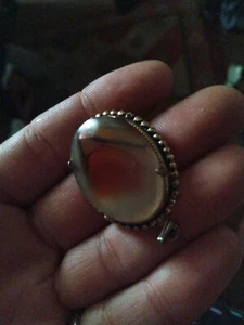 Vintage 925 Sterling Silver Natural Polished Brown Agate Oval Shape Pendant - Picture 1 of 4