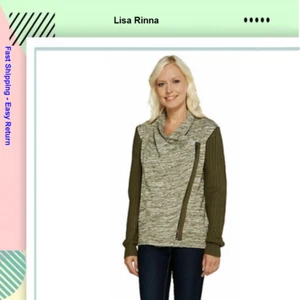 Lisa Rinna Collection Zip Front Sweater Knit Cardigan Deep Olive  X-Small - Picture 1 of 4