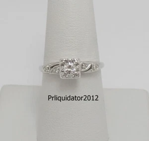 Vintage 1/4CT Natural Diamond Solitaire Engagement Wedding Ring 14K White Gold - Picture 1 of 15