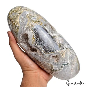 3 Kilo Natural Dendrite Moss Agate Green Forest Druzy Egg Shape Healing Gemstone - Picture 1 of 5