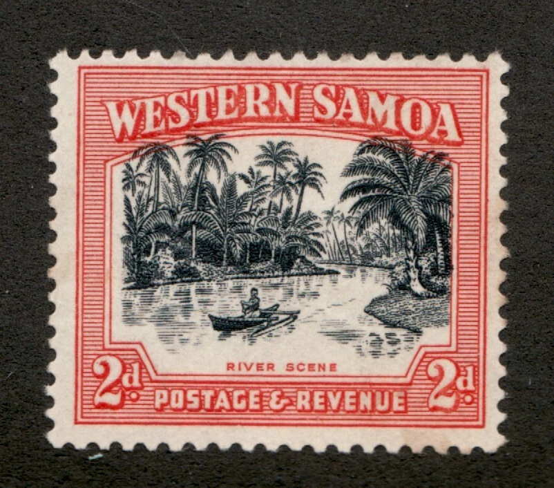 1935 Western Samoa Sc# 168a - 2 Pence, River Scene with Villiage & Boat  MH Cv$5 - Image 1 of 1