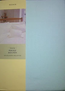 SINGLE SIZE 180 TC PERCALE BOX PLEAT FITTED VALANCE SHEET IN PLAIN DUCK EGG - Picture 1 of 2