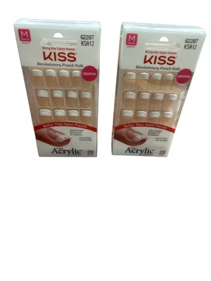 PACK DE 2 Uñas Francesas Acrílicas Salón Longitud Media 62287 28 Uñas Foto 1 de 3