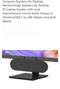 Computer Speakers for Desktop PC, USB Monitor Speaker Bar with Clip-On, Wired - Afbeelding 1 van 5