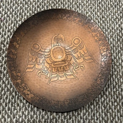 Harold Alfred 铜板 - Kwakiutl Eagle 9 英寸完好! (B135) — 第 1/2 张图片