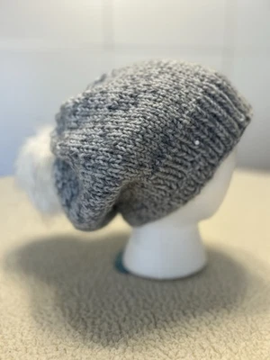 Love Nana ирландский мериноса шерсти сутулиться Beanie шляпа меха помпон ручной работы синий OS - Изображение 1 из 4
