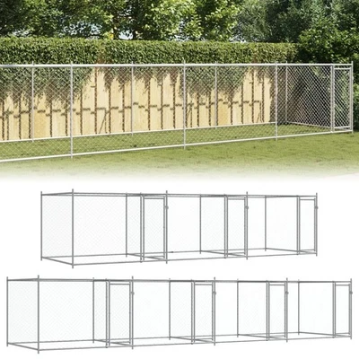 Outdoor Hundezwinger Hundehütte Hundehaus Käfig Silbern Verzinkter Stahl  - Bild 1 von 3