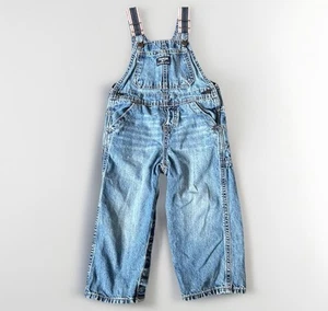 NWT Oshkosh B’gosh Size 24M Denim Overalls Red White Blue Straps Snap Closure - Picture 1 of 10