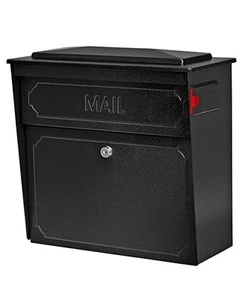 Mail Boss 7172 Casa Adosada Bloqueo Seguridad Montaje en Pared Buzón Negro Nuevo Caja Abierta - Imagen 1 de 3