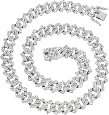 Cuban Link Chain for Men 18K Gold Plated/Silver Miami Ice Out Chain with Diamond - Image 1 of 4