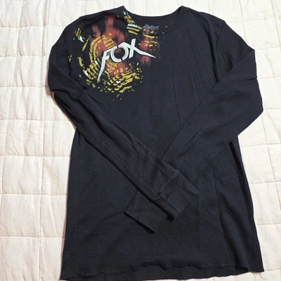 Camisa de carreras Fox vintage para hombre M tejido gofre térmica grunge Y2K negra doble cara Foto 1 de 4