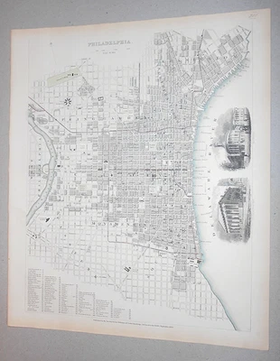 PHILADELPHIA. ORIGINAL SDUK CITY PLAN DATED 1840. MAP. 41 x 35 cms. FINE CONDITI - Image 1 of 4