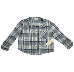 Urban Girl Blue Plaid Top Size Medium Button Down - Picture 1 of 9