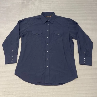 Roper Shirt Mens 2XL Blue Western Pearl Snap Long Sleeve Cowboy Rodeo - Image 1 of 4
