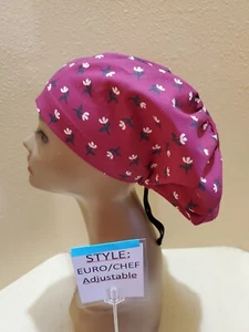 Floral Burgund Herbst Damen Euro/Koch OP Peeling Hut/Mütze Handarbeit - Bild 1 von 5