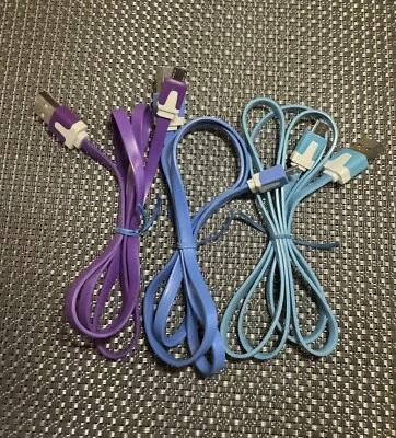Lote de 3 cables de carga micro USB multicolor para Samsung Android HTC LG Foto 1 de 4