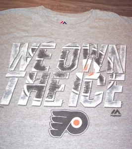RETRO PHILADELPHIA FLYERS NHL HOCKEY We Own The Ice T-Shirt LARGE Majestic - Picture 1 of 3