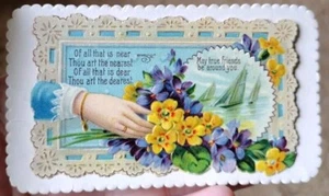 Victorian Calling Card Used "May True Friends Be Around You" - Picture 1 of 4
