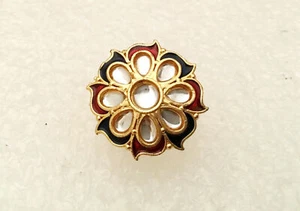New Indian Bridal Bollywood CZ Wedding Party Kundan Free Size Adjustable Ring - Picture 1 of 10
