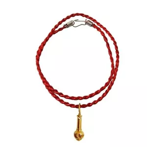 Hanuman Gada Gold Brass Pendant With Red Dori - Picture 1 of 4
