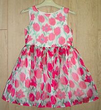 Next Girls Red Tulip Print Fully Lined Party Dress Age 6 116cm Immaculate