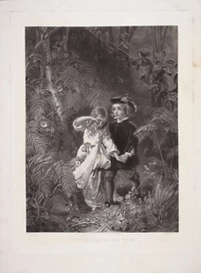 Eje JAMES SANT XRare Antiguo 19thC 1881 Grabado Restricto LOS NIÑOS EN LA MADERA - Imagen 1 de 1