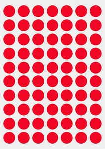 PARLAIM 1050 0.75" round Red Circle Stickers, 6.9" X 10" Sheet, 15 Sheets, Color - Picture 1 of 12
