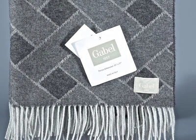 Horquilla 1957 gris y carbón mezcla lana y cachemir flecos tiro 51" x 71" Italia Foto 1 de 2