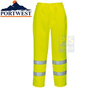 Portwest E041 Gelb Hi Vis Poly Baumwolle Hose - Bild 1 von 1