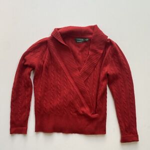 Lauren Ralph Lauren Sweater Women's Medium Petite Red Cable Knit  Cashmere