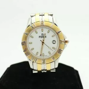 FENDI Orologi FF 002-2500G-289 Two Tone Italy Textured Watch Size 7in - Picture 1 of 12