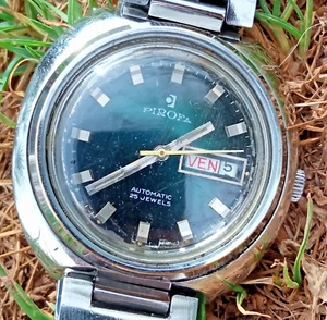 PIROFA Automatic Day-Date Stainless Steel Large 40mm Vintage Wristwatch - Picture 1 of 11