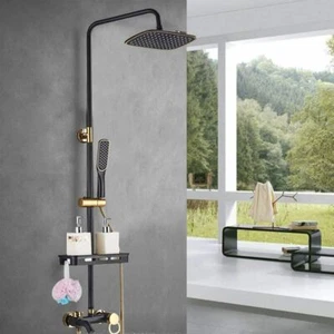 Sistema de grifo de ducha expuesto cabezal de ducha de lluvia combo juego de accesorios de ducha de 3 funciones - Imagen 1 de 17