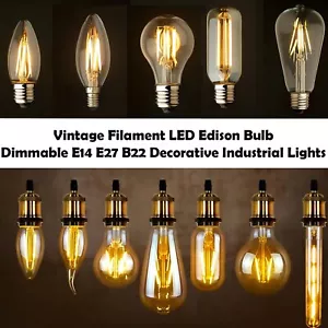 Vintage Edison LED Bulb - Dimmable B22/E27 Filament Light for Industrial Decor - Picture 1 of 78