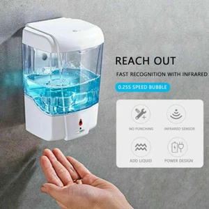 Automatic Liquid Soap/Alcohol Sanitizer Dispenser 700ML Hands-Free Sensor Wall - Picture 1 of 5