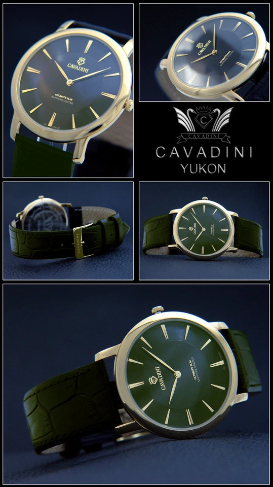 Reloj Hombre Classic Moments CAVADINI Nostalgia IP Chapado en Oro en Verde Foto 1 de 1
