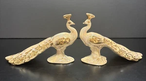 Regal Bel-Air Pottery USA Gold Lusterware Peacock Set of 2 - Picture 1 of 8