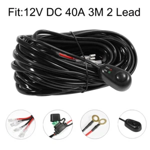 2 Lead light bar Wire harness 12V 40A Wiring Harness Relay Loom Cable Kit Fuse - Picture 1 of 10
