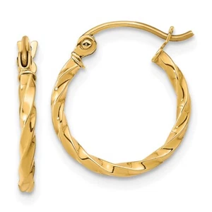 Pendientes de aro torcidos de oro amarillo de 10K L- 16,45 mm, W-14,68 mm regalo para madre - Imagen 1 de 4